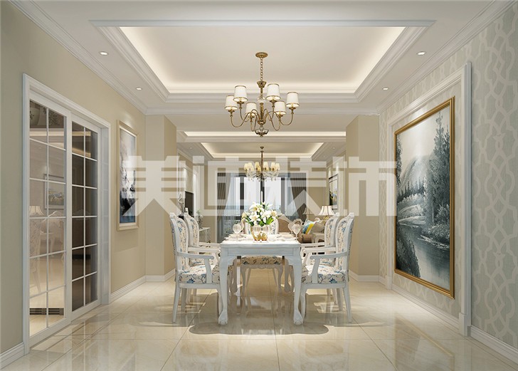 长沙120平欧式装修案例-餐厅