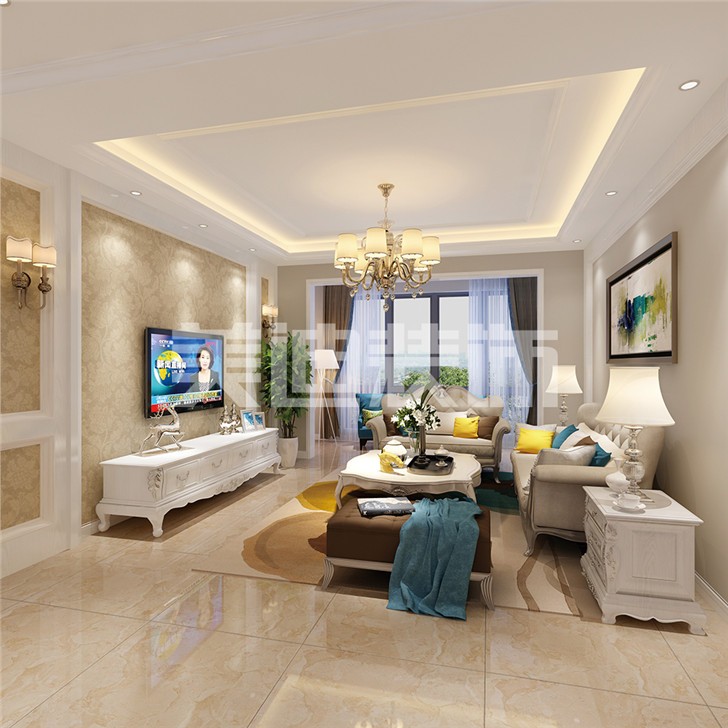 长沙120平欧式装修案例-客厅