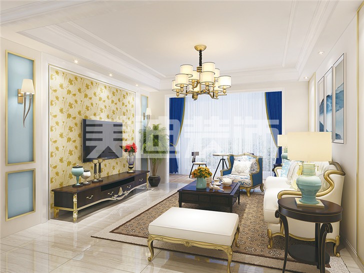 长沙120平欧式装修案例-客厅