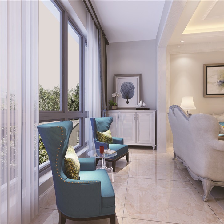 长沙120平欧式装修案例-阳台