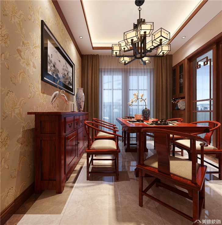 长沙阳光丽城中式装修案例-餐厅