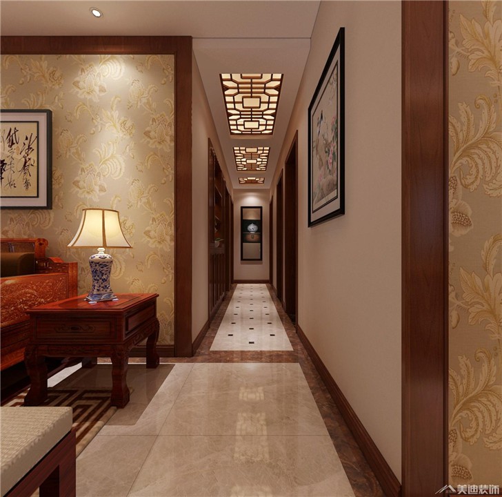 长沙阳光丽城中式装修案例-过道
