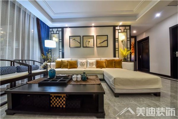 长沙双湾国际220平装修案例-客厅