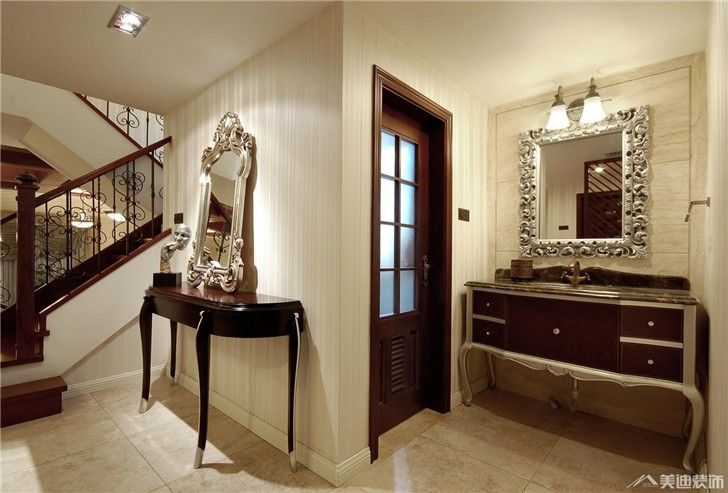 长沙水云间380㎡欧式风格装修案例图-玄关