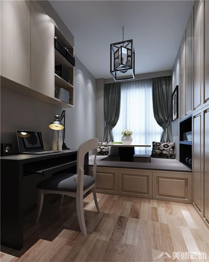 长沙世茂铂翠湾北欧风装修案例-书房