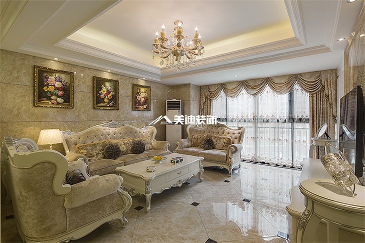 长沙万博汇140平修案例-客厅