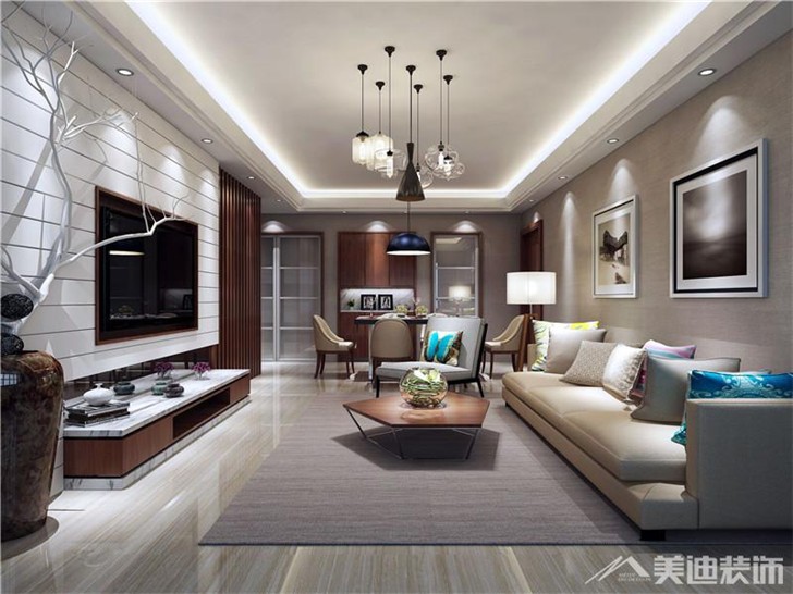 长沙世茂铂翠湾北欧风装修案例-客厅