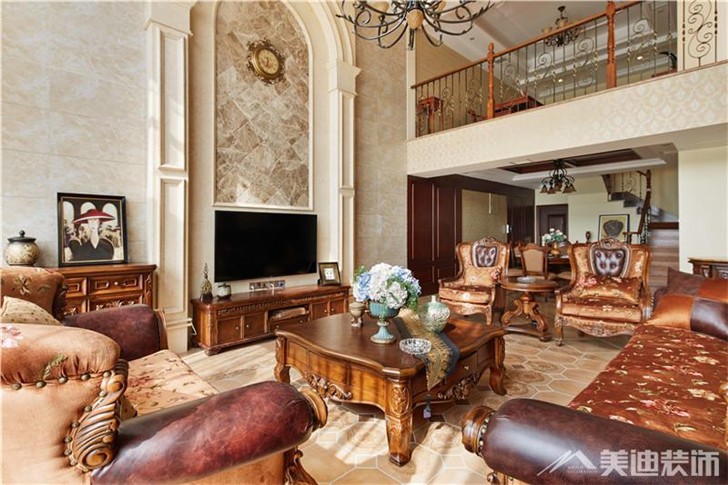 长沙香樟景苑300平装修案例-客厅