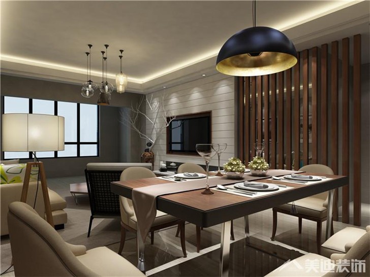 长沙世茂铂翠湾北欧风装修案例-餐厅