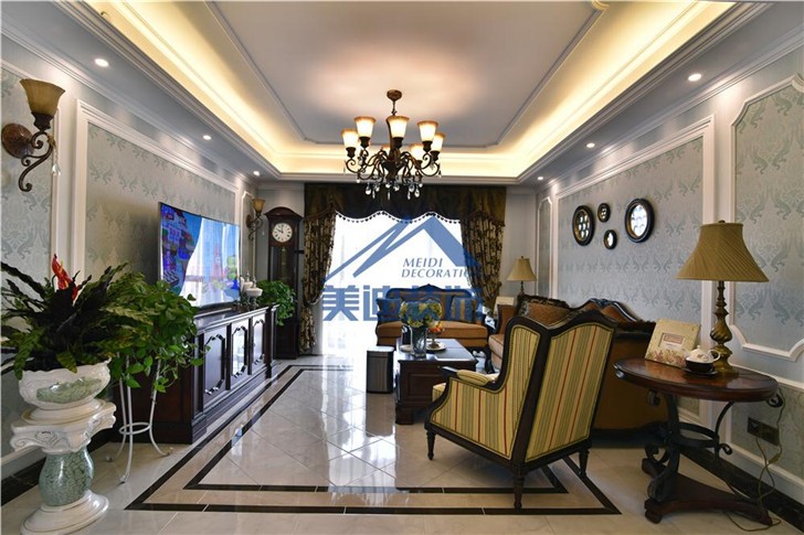 金茂梅溪湖欧式装修案例-客厅