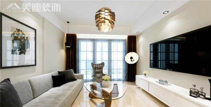 海洋半岛现代风装修案例-客厅