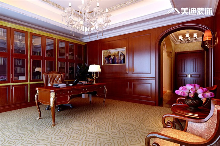 南湖花园欧式装修案例-书房