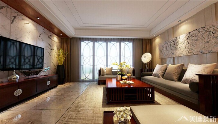 海洋半岛新中式装修案例-客厅