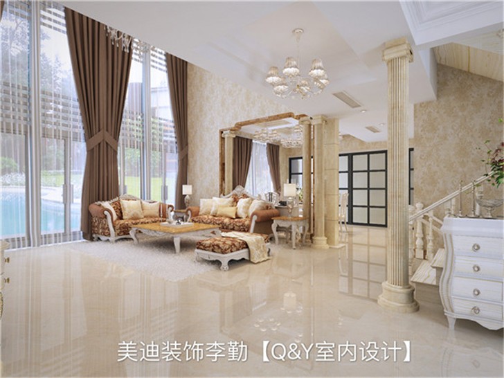 城市公园首府欧式装修案例-客厅