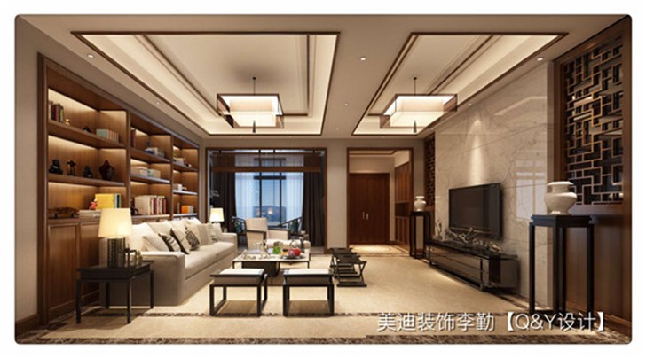 山水英伦新中式装修案例-客厅