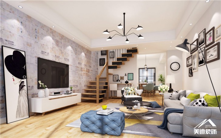 澳海澜庭后现代风格装修案例-客厅