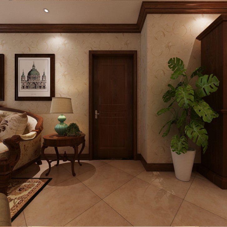 长沙湘江世纪城美式乡村风案例-过道