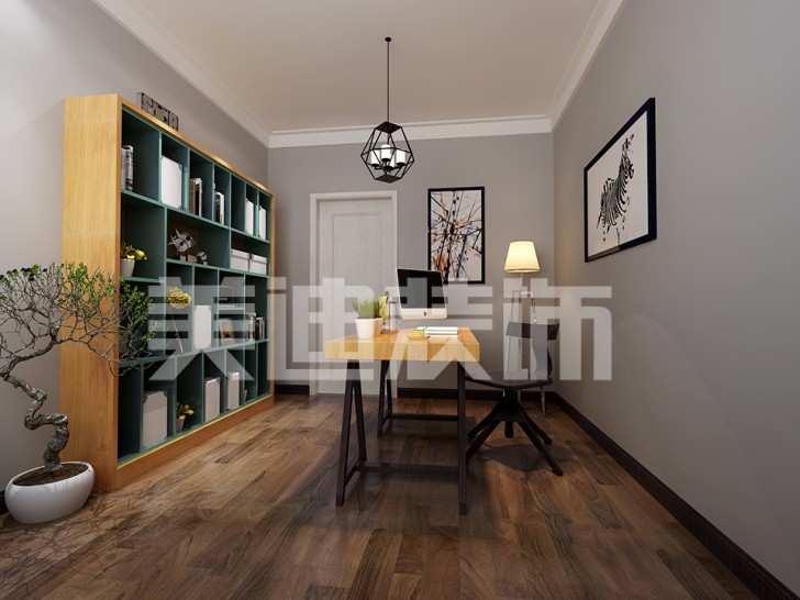 绿地海外滩北欧书房装修效果图