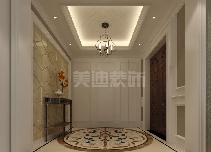 龙湾国际美式装修效果图—门厅