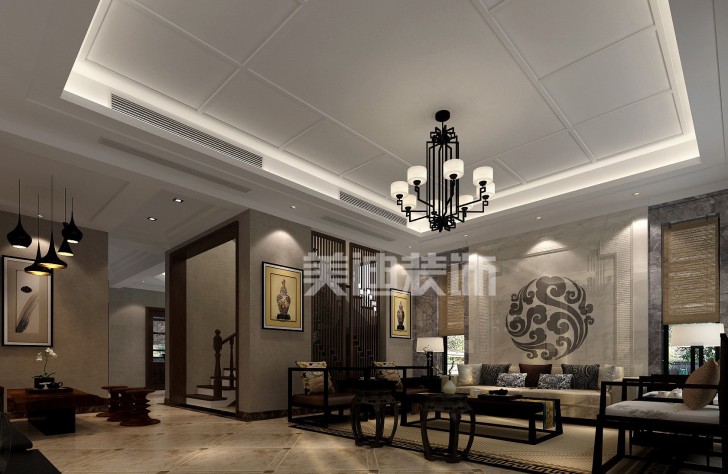 堤亚纳湾新中式装修效果图—客厅