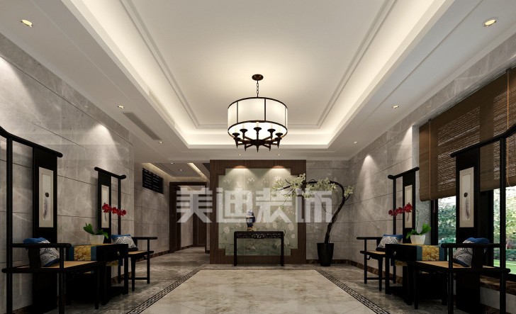 堤亚纳湾新中式装修效果图—进厅