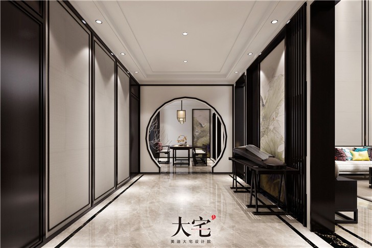 天麓尚层250平别墅东方雅韵风装修案例图—门厅