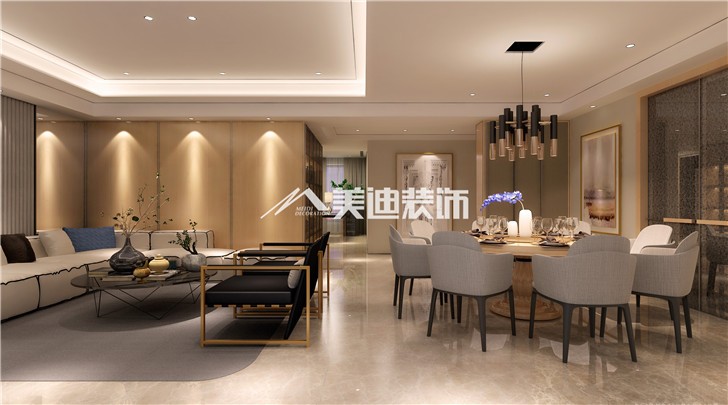 保利国际广场180平港式风装修案例图—餐厅