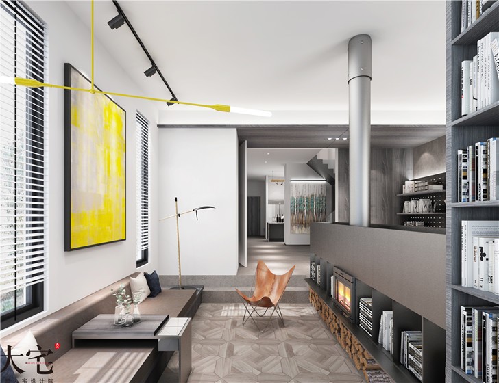 中海天鉴240平工业风平装修案例图—书房