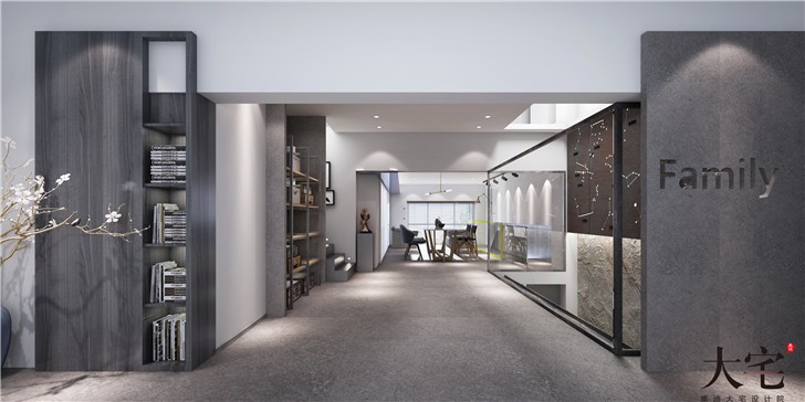 中海天鉴240平工业风平装修案例图—过道