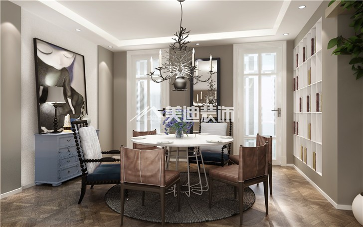 湘熙水郡清新北欧风装修案例图—餐厅