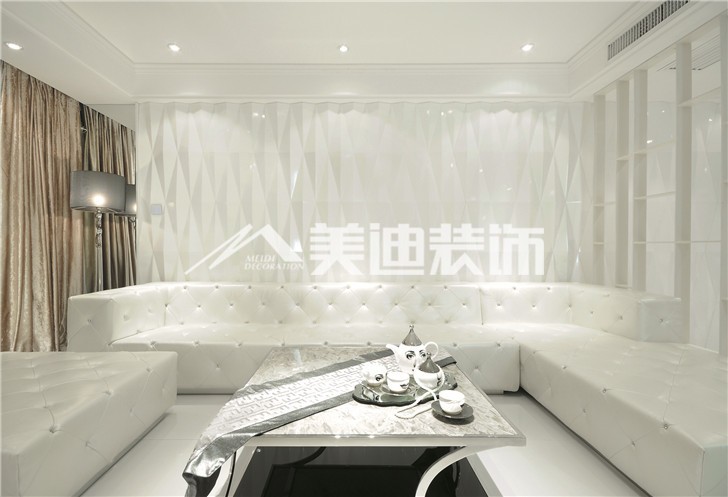 红橡华园简约现代风装修案例图—客厅