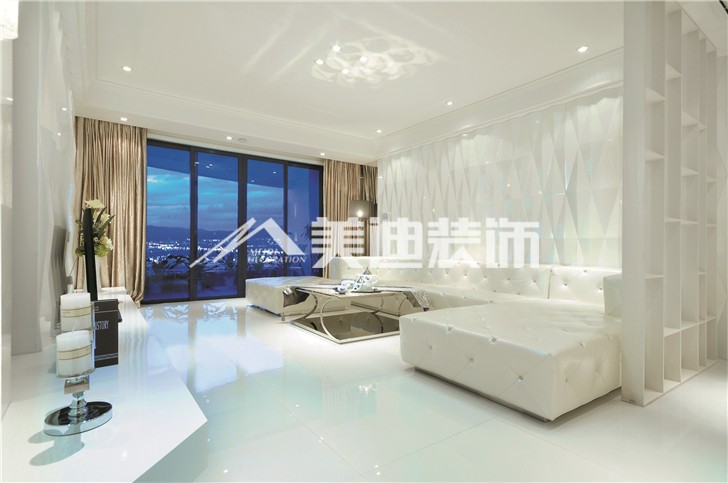 红橡华园简约现代风装修案例图—客厅