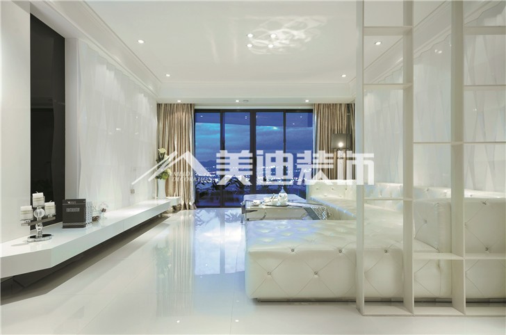 红橡华园简约现代风装修案例图—客厅