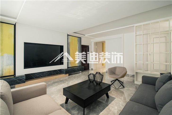 北辰三角洲现代简约风装修案例图—客厅
