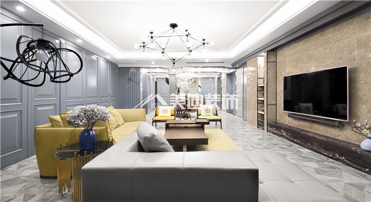 北辰定江洋现代雅痞风装修案例图—客厅