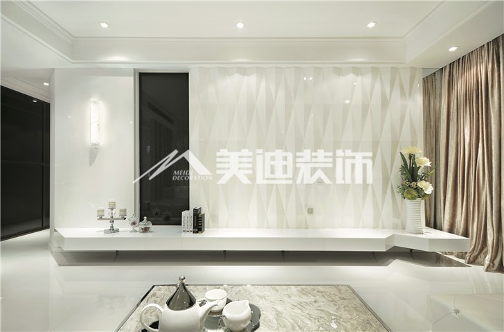 红橡华园简约现代风装修案例图—客厅