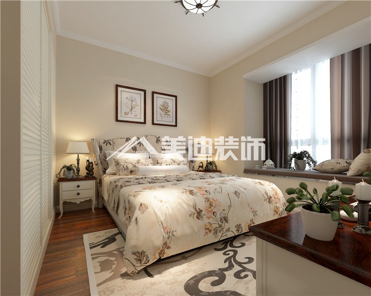 山水英伦简欧风装修案例图—卧室