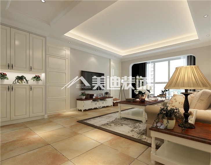 山水英伦简欧风装修案例图—客厅