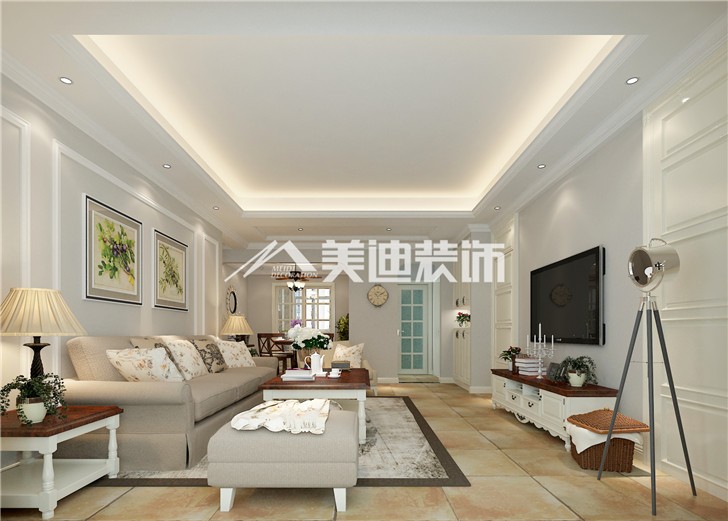 山水英伦简欧风装修案例图—客厅