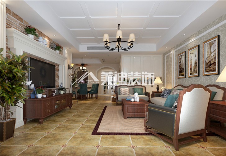 锦绣世纪美式风装修案例图—客餐厅