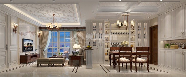 保利西海岸简欧风装修案例图—客餐厅