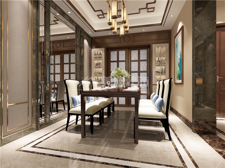 江山壹号简欧风装修案例图—餐厅