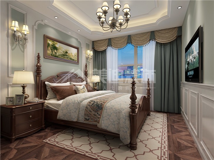 保利西海岸简欧风装修案例图—卧室