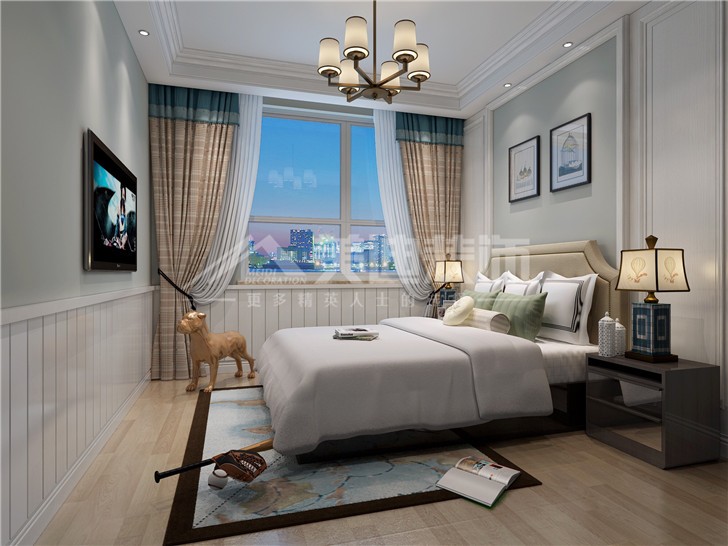 保利西海岸简欧风装修案例图—卧室