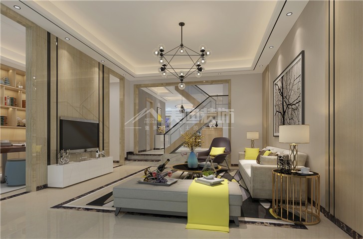 达美美立方简欧风装修案例图—客厅