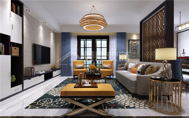 荣悦台新奢古典风装修案例图—客厅