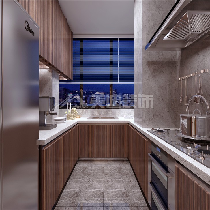 北辰中央公园轻奢港式风装修案例图—厨房