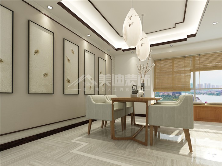 保利国际新中式风装修案例图—餐厅