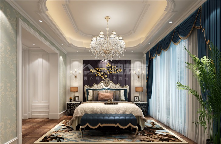 定江洋285平欧式风装修案例图—主卧