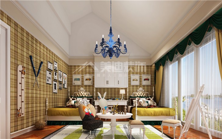 龙湖湘风原著欧式280平装修案例图—卧室